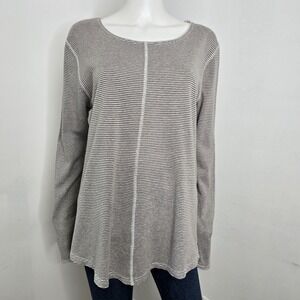Poetry Pullover Top Sweater Hemp Organic Cotton Long Sleeve Top Size 10 Striped